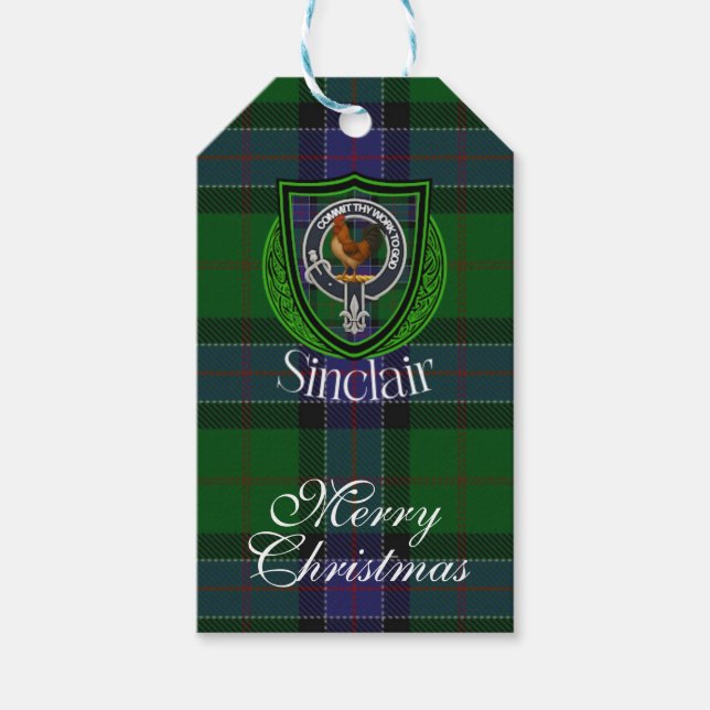 Sinclair skotska klan tartan och vapen presentetikett (Framsidan)