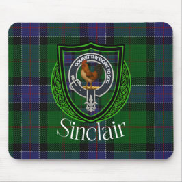 Sinclair skotska klan tartan och vapensköld musmatta