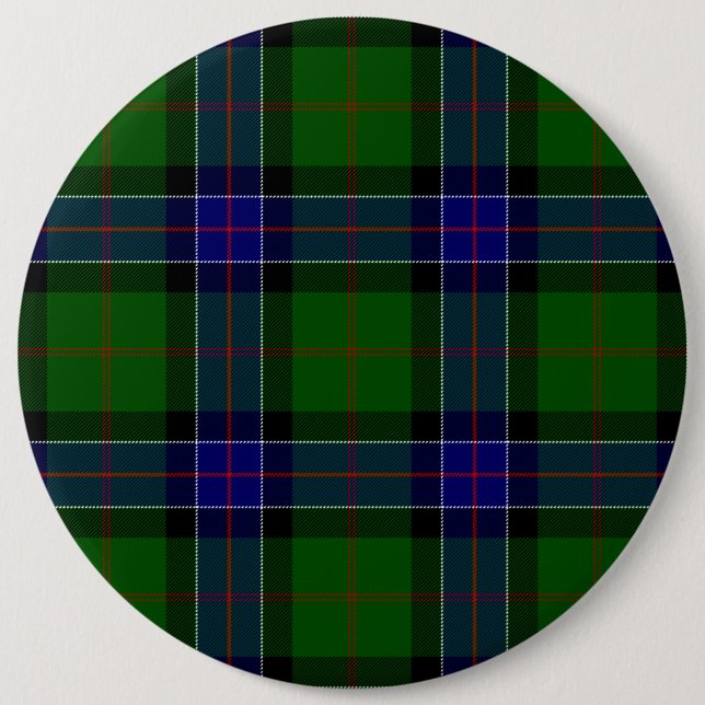 Sinclair tartan blue grönt plaid knapp (Framsida)