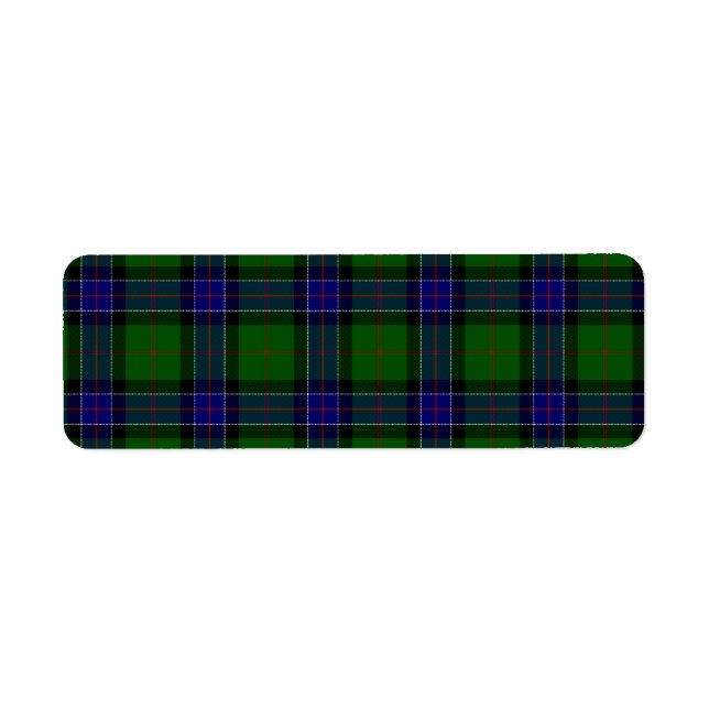 Sinclair tartan blue grönt plaid returadress etikett (Framsidan)