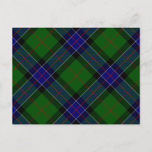 Sinclair tartan blue grönt plaid vykort