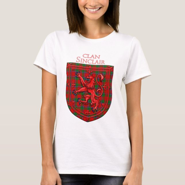 Sinclair Tartan Scottish Play Lejon Rampant T Shirt (Framsida)