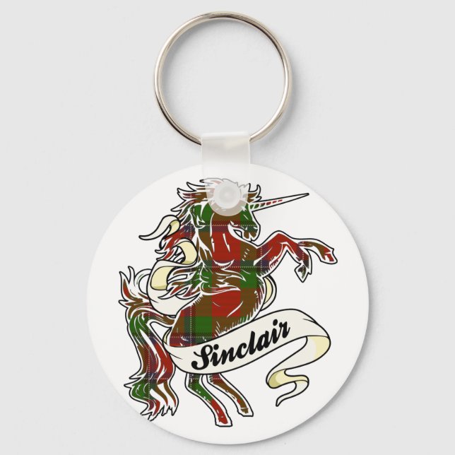 Sinclair Tartan Unicorn Nyckelring (Framsida)