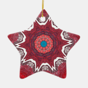 Sindhi Ethnic Tribal Mönster Art Skriv ut Julgransprydnad Keramik