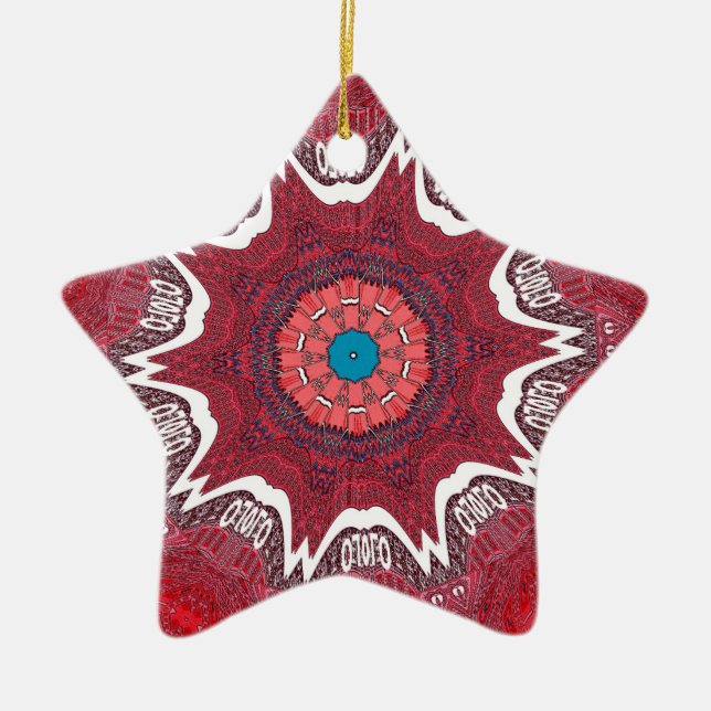 Sindhi Ethnic Tribal Mönster Art Skriv ut Julgransprydnad Keramik (Framsidan)