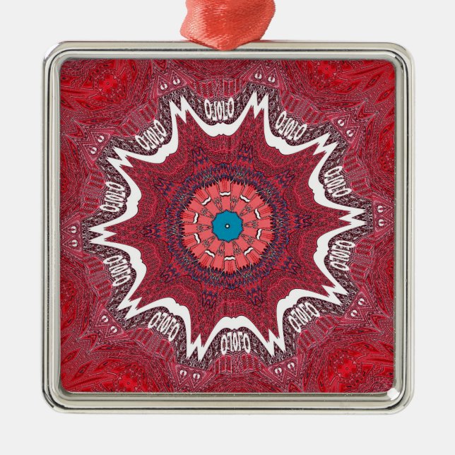 Sindhi Ethnic Tribal Mönster Art Skriv ut Julgransprydnad Metall (Framsidan)