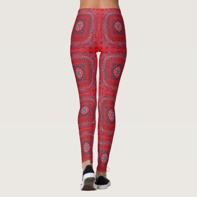 Sindhi Ethnic Tribal Mönster Art Skriv ut Leggings (Baksida)