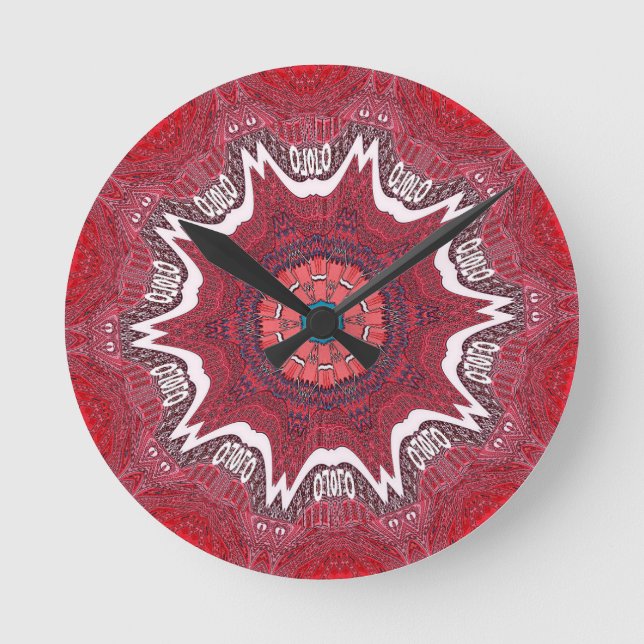 Sindhi Ethnic Tribal Mönster Art Skriv ut Rund Klocka (Framsida)