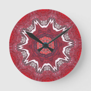 Sindhi Ethnic Tribal Mönster Art Skriv ut Rund Klocka