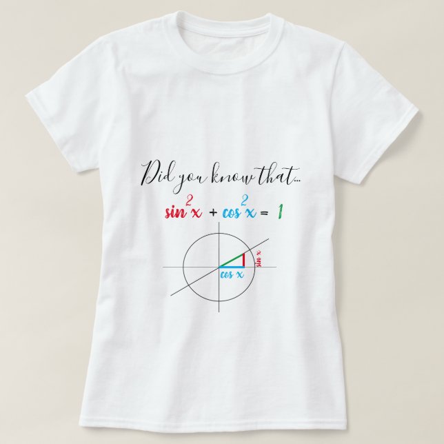 Sine and Cosine Identity Math Girl T Shirt (Design framsida)