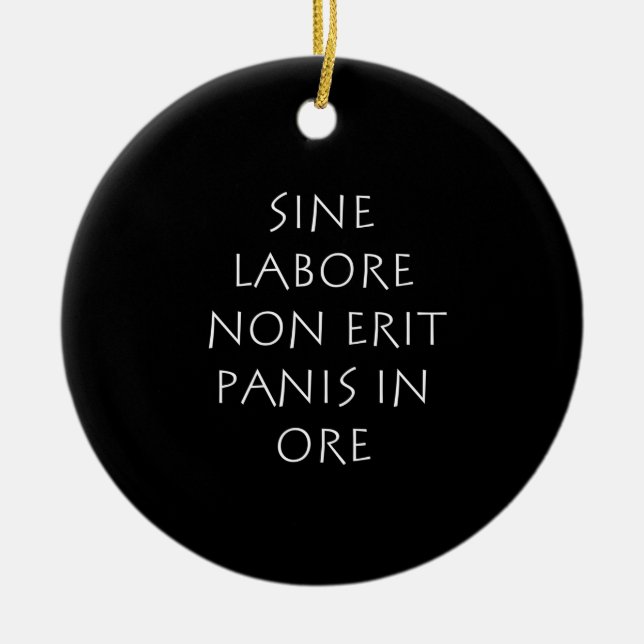 Sine labore non-erit panis in ore julgransprydnad keramik (Framsidan)