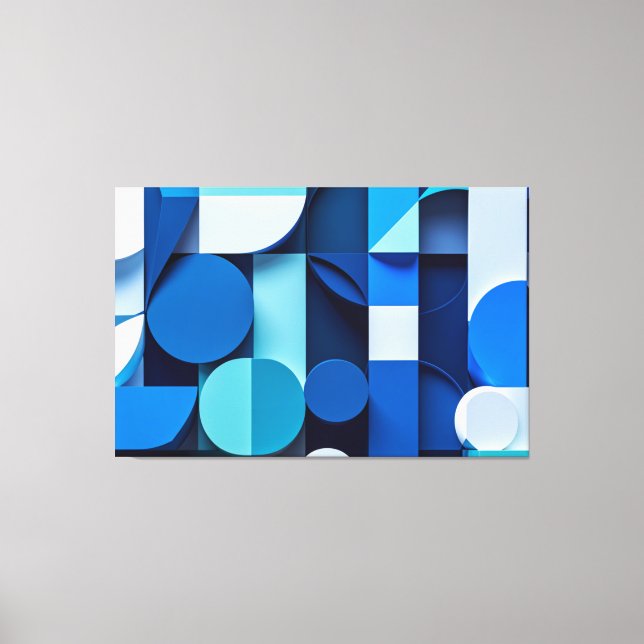 Sinfonía Azul: Abstracción Geométrica Canvastryck (Framsida)