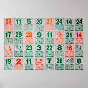 Singapore-21 JUL 2019:Kinesisk kalender för Vintag Poster