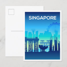 Singapore Art Travel Illustration Vykort
