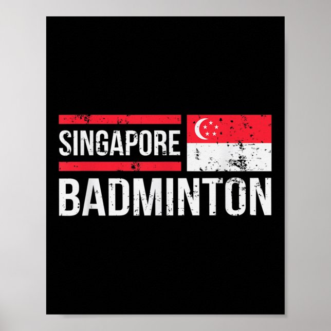 Singapore Badminton Flagga Racket Sport Birdie Pla Poster (Framsidan)