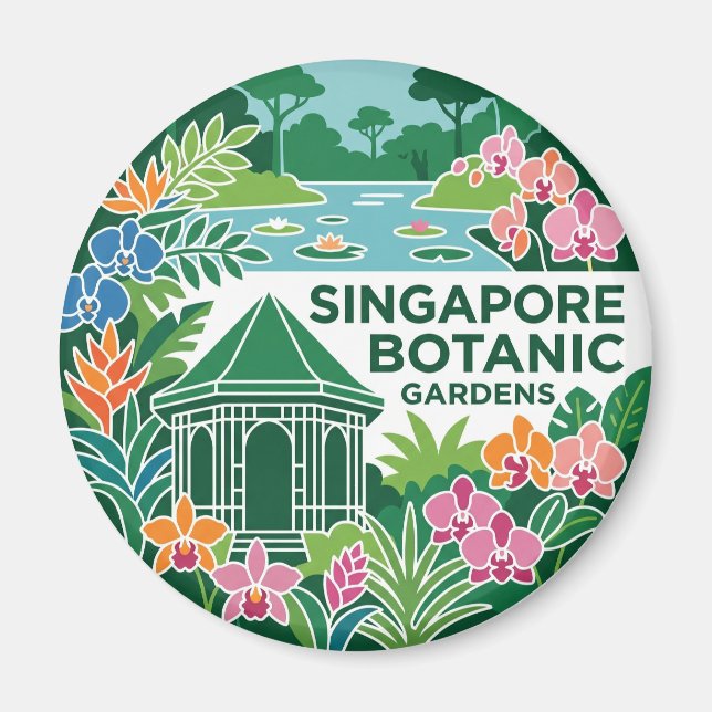 Singapore Botaniska Trädgårdar Singapore Magnet (Framsidan)