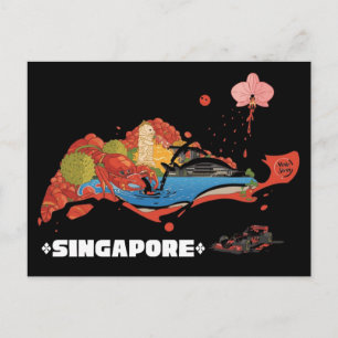 Singapore Chili Crab F1 Night Race Illustrerad Vykort