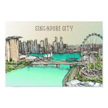 Singapore City Berömd Travel Ställe Illustration