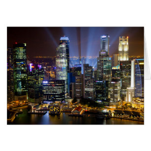 Singapore city centrum på natten hälsningskort