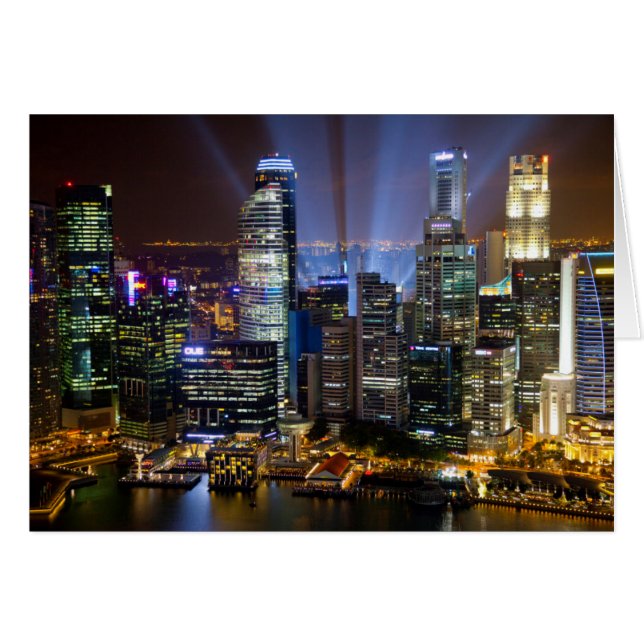 Singapore city centrum på natten hälsningskort (Framsidan Horizontal)