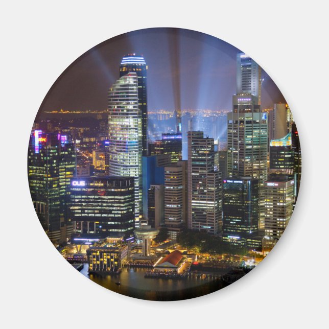 Singapore city centrum på natten magnet (Framsidan)