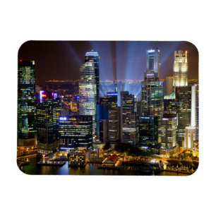 Singapore city centrum på natten magnet