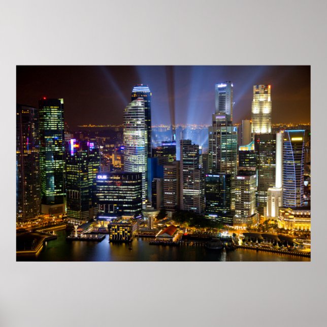 Singapore city centrum på natten poster (Framsidan)