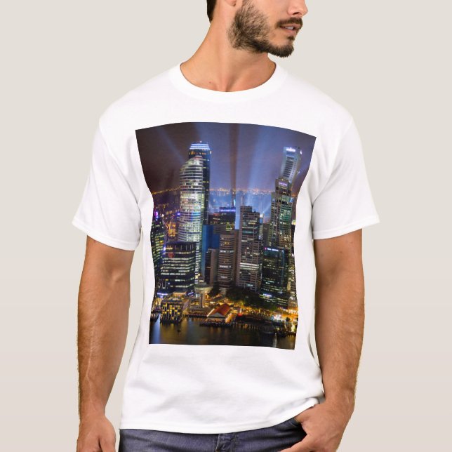 Singapore city centrum på natten t shirt (Framsida)