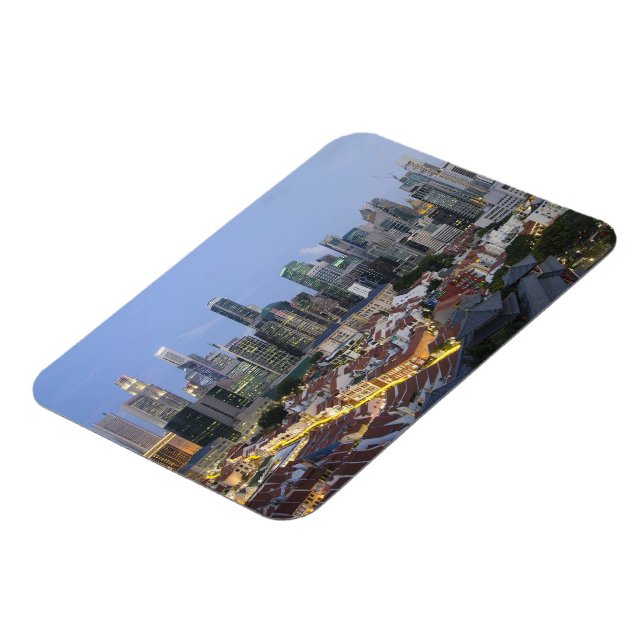 Singapore City Skyline Evening Magnet (Vänstra Sidan)