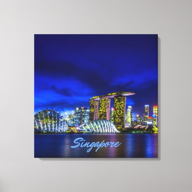Singapore City Skyline på natten Canvastryck (Framsida)