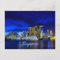 Singapore City Skyline på natten