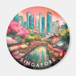 Singapore City View Colorful Magnet