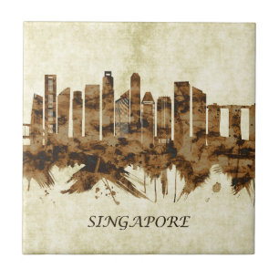 Singapore Cityscape Kakelplatta
