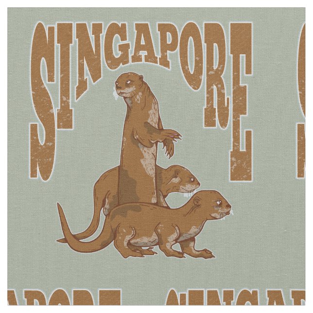 Singapore Cute Sea Otter-familjen Tyg (Närbild)