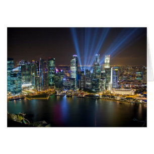 Singapore Downtown Ljusshow Hälsningskort