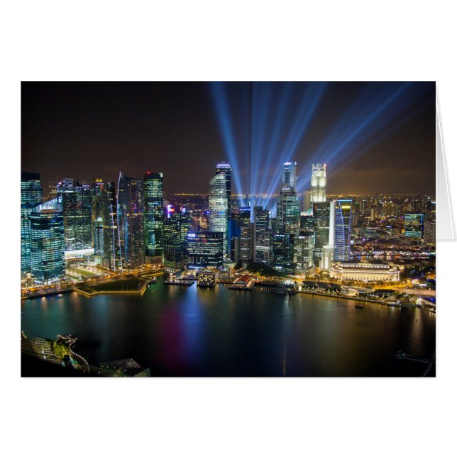 Singapore Downtown Ljusshow Hälsningskort (Framsidan Horizontal)