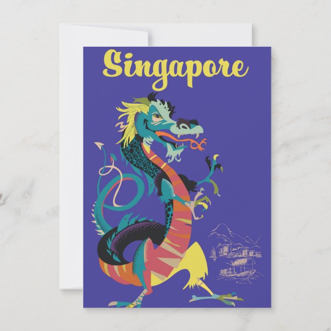 Singapore drake vintage resemappningsaffisch inbjudningar (Baksida)