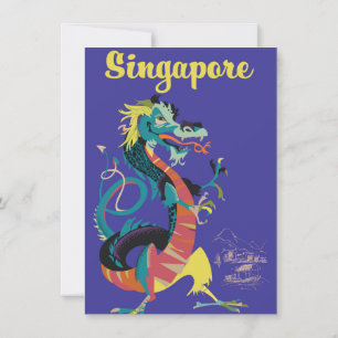 Singapore drake vintage resemappningsaffisch inbjudningar