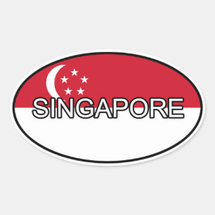 Singapore Euro Sticker Ovalt Klistermärke