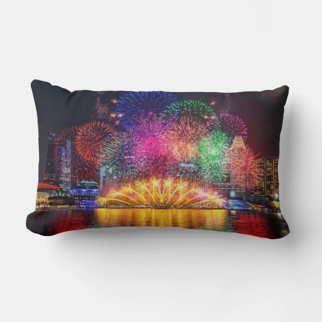 Singapore Fireworks dekorativ kudde (Framsida)