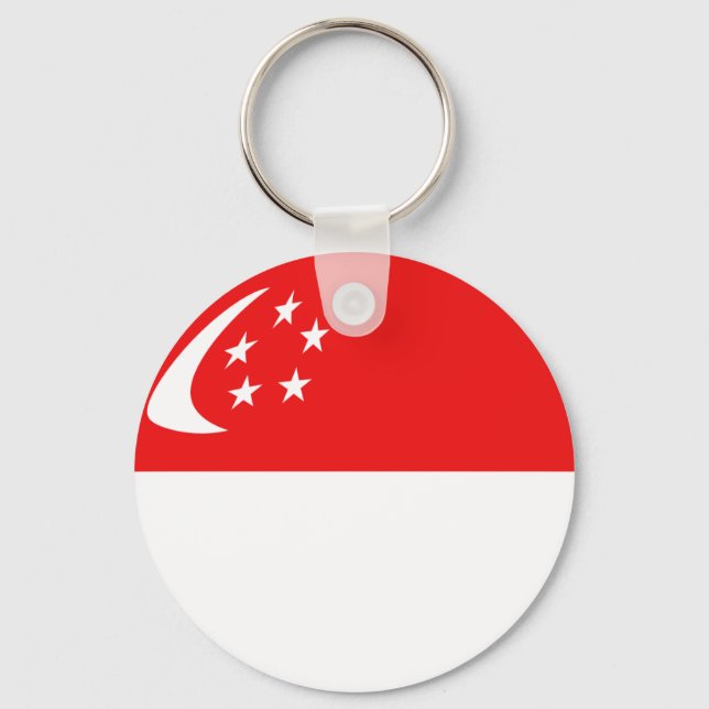 Singapore Fisheye Flagga Keychain Nyckelring (Framsida)