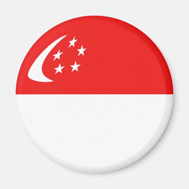 Singapore Fisheye Flagga Magnet (Framsidan)