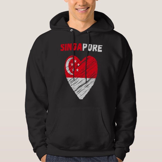 Singapore Flag Holiday Singapore Heart Singaporean Hoodie (Framsida)