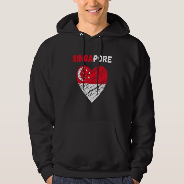 Singapore Flag Holiday Singapore Heart Singaporean Hoodie (Framsida)