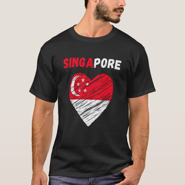 Singapore Flag Holiday Singapore Heart Singaporean T Shirt (Framsida)