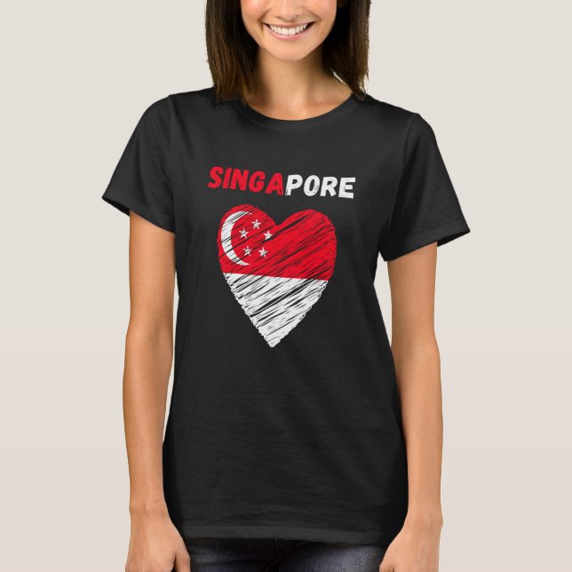 Singapore Flag Holiday Singapore Heart Singaporean T Shirt (Framsida)
