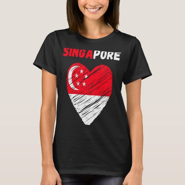 Singapore Flag Holiday Singapore Heart Singaporean T Shirt (Framsida)