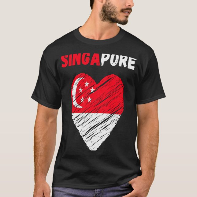 Singapore Flag Holiday Singapore Heart Singaporean T Shirt (Framsida)