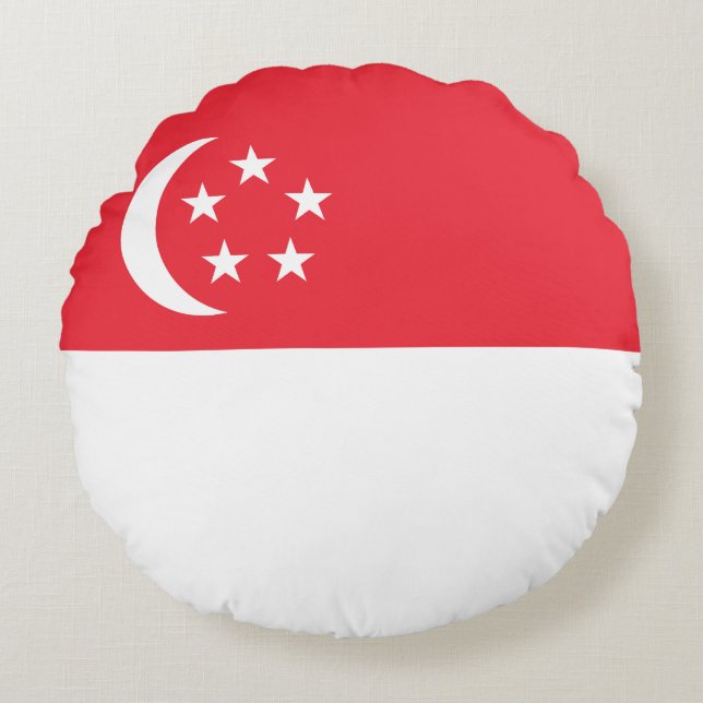 Singapore Flag Rund Kudde (Framsidan)