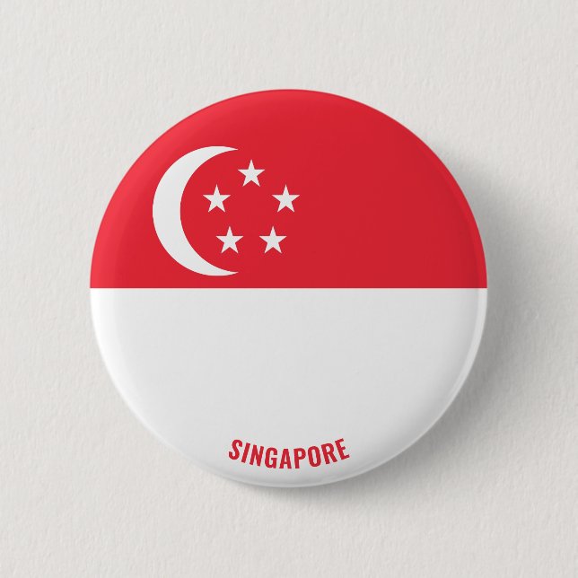 Singapore Flagga Charming Patriotic Knapp (Framsida)